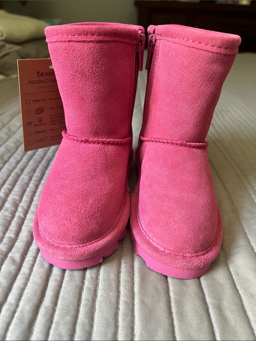 BearPaw Kids Pink Suede Snow Boots